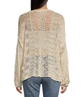 Angie Long Sleeve Open Weave Pullover Sweater