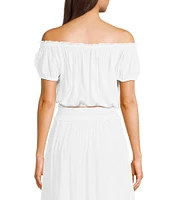 Angie Off-The-Shoulder Cap Sleeve Coordinating Crop Top