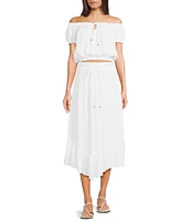Angie Off-The-Shoulder Cap Sleeve Coordinating Crop Top