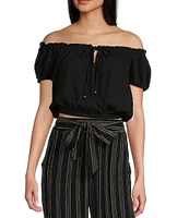 Angie Off-The-Shoulder Cap Sleeve Coordinating Crop Top