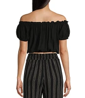 Angie Off-The-Shoulder Cap Sleeve Coordinating Crop Top