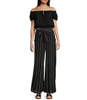 Angie Off-The-Shoulder Cap Sleeve Coordinating Crop Top