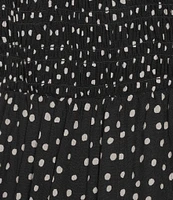 Angie Polka-Dot Print V-Neck Short Sleeve Tiered Dress