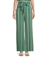 Angie Printed Tie Front Wide Leg Coordinating Palazzo Pants