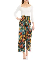 Angie Printed Tie Waist Split Leg Flyaway Pants