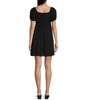 Angie Scoop Neck Short Sleeve Tie Front Empire Waist Dress