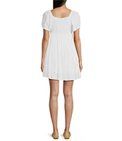 Angie Scoop Neck Short Sleeve Tie Front Empire Waist Dress