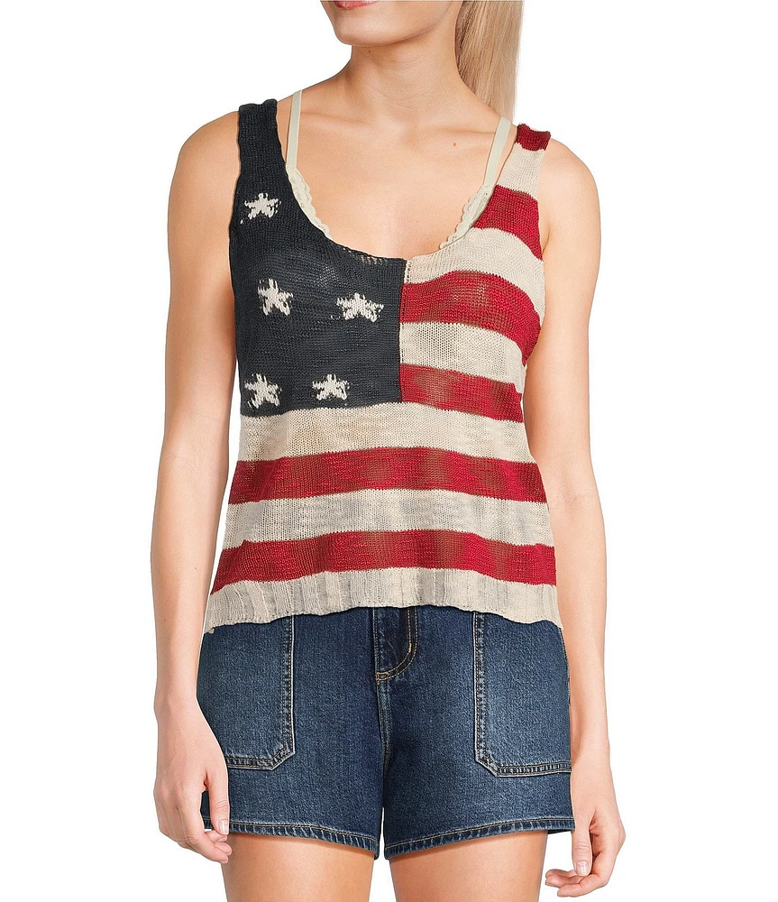 Angie Sleeveless American Flag Knit Tank Top