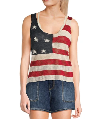 Angie Sleeveless American Flag Knit Tank Top