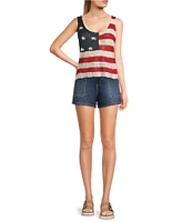 Angie Sleeveless American Flag Knit Tank Top