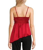 Angie Sleeveless Satin Rosette Trim Tank Top