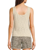 Angie Sleeveless Scoop Neck Solid Knit Tank Top