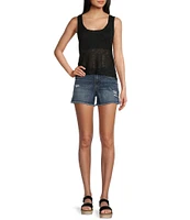Angie Sleeveless Scoop Neck Solid Knit Tank Top