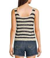 Angie Sleeveless Scoop Neck Striped Knit Tank Top