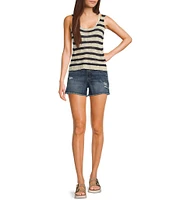 Angie Sleeveless Scoop Neck Striped Knit Tank Top