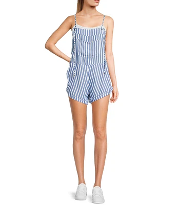 Angie Sleeveless Square Neck Striped Romper
