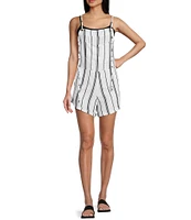 Angie Sleeveless Square Neck Striped Romper