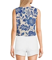 Angie Sleeveless V-Neck Floral Print Triple Tie Top