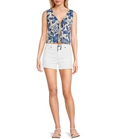 Angie Sleeveless V-Neck Floral Print Triple Tie Top