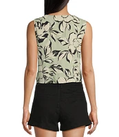 Angie Sleeveless V-Neck Floral Triple Tie Top