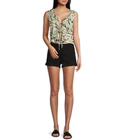 Angie Sleeveless V-Neck Floral Triple Tie Top