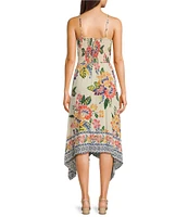 Angie Sleeveless V-Neck Keyhole Twist Front Tropical Maxi Dress