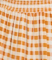 Angie Sleeveless V-Neck Smocked Bodice Gingham Tier Dress