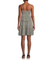 Angie Sleeveless V-Neck Smocked Bodice Gingham Tier Dress