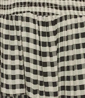 Angie Sleeveless V-Neck Smocked Bodice Gingham Tier Dress