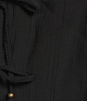 Angie Sleeveless V-neck Triple Front Tie Solid Top