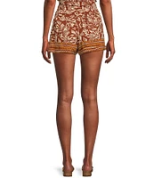 Angie Smock Waist Coordinating Tropical Border Print Shorts