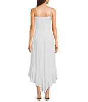 Angie Smocked Bodice Spaghetti Strap High-Low Maxi Dress