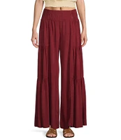 Angie Smocked Waist Tiered Wide Leg Pants