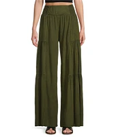 Angie Smocked Waist Tiered Wide Leg Pants