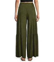 Angie Smocked Waist Tiered Wide Leg Pants