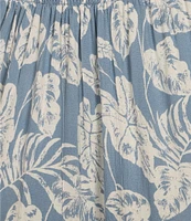 Angie Tropical Print V-Neck Short Sleeves Knot Front Keyhole High-Low Midi Dress