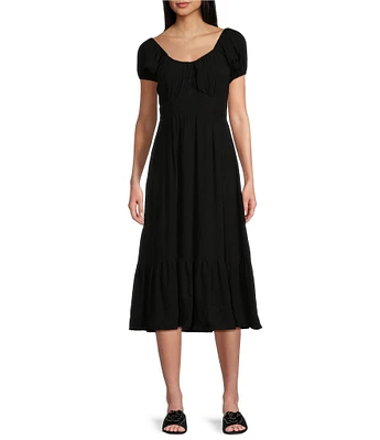 Angie U-Neckline Short Sleeve Empire Midi Dress