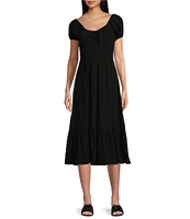 Angie U-Neckline Short Sleeve Empire Midi Dress