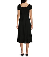 Angie U-Neckline Short Sleeve Empire Midi Dress