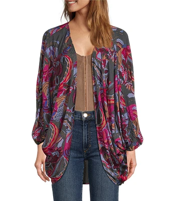 Anna & Ava Abstract Multi Floral Kimono