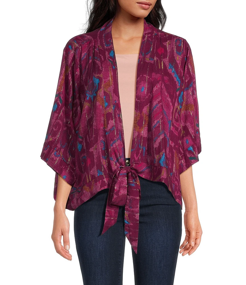 Anna & Ava Abstract Tie Front Kimono