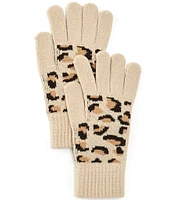 Anna & Ava Animal Print Knit Traditional Five Finger Gloves