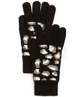 Anna & Ava Animal Print Knit Traditional Five Finger Gloves