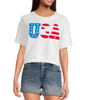 Anna & Ava Block U.S.A Cropped Pullover