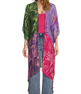 Anna & Ava Colorblock Palm Print Kimono