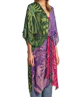 Anna & Ava Colorblock Palm Print Kimono