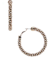 Anna & Ava Crystal Rhinestone Chain Wrapped Clutchless Hoop Earrings