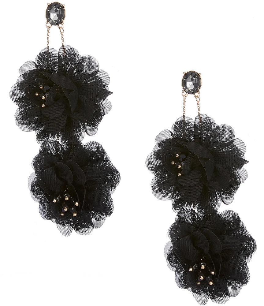 Anna & Ava Double Flower Puff Statement Drop Earrings