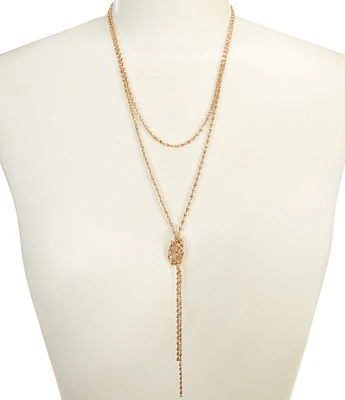 Anna & Ava Double Strand Delicate Y Necklace with Knot