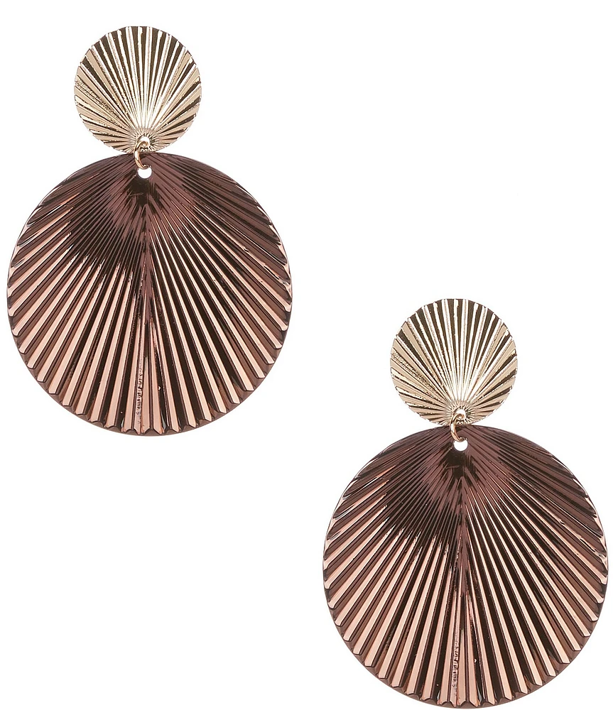 Anna & Ava Double Textured Disk Drop Earrings